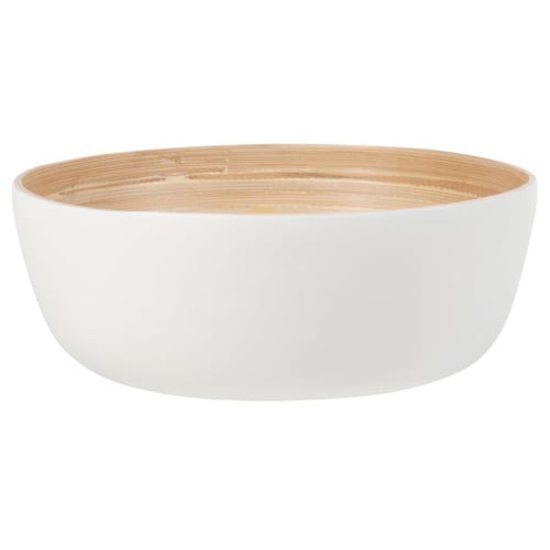 Decor Christmas Tableware | Natural and White Bamboo Salad Bowl - JP43665