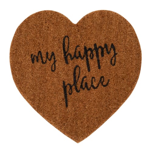 Natural Heart Doormat with Black Print 40x40 My Happy Place Maisons