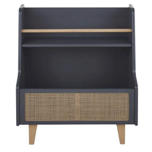 Kids Children's bookcases & shelves | Nursery bookcase in charcoal grey rattan - QB55789