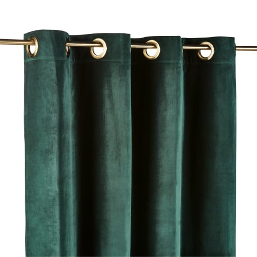 Textil Gardinen und Vorhänge | Ösenvorhang aus smaragdgrünem Samt, 1 Vorhang 140x300 - DE85598