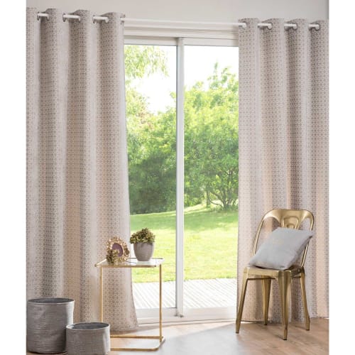 Textil Gardinen und Vorhänge | Ösenvorhang, grau und weiß mit grafischen Motiven 140x270 - IA71217