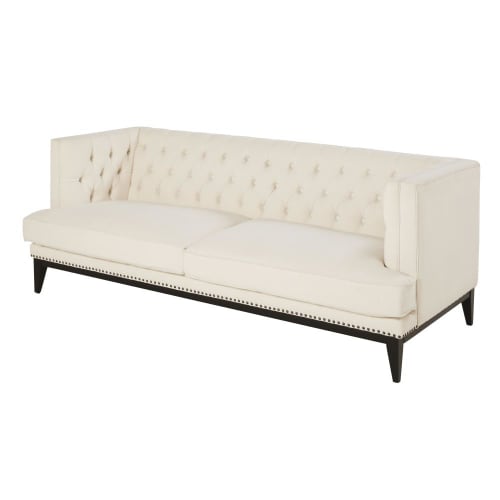 Off-White 3-Seater Tufted Sofa Mortimer | Maisons du Monde