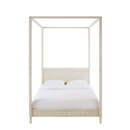 Off White Pine Four Poster Bed 140x190 Maisons Du Monde Off White Pine Four Poster Bed 140x190 Maisons Du Monde