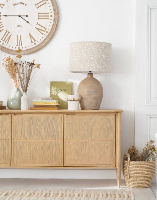 Orologio inciso bianco e beige Ø 90 cm ALES | Maisons du Monde