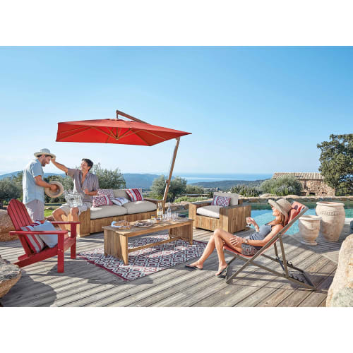 Outdoor-Kissen aus bedrucktem rotem Stoff 30x50 Saubriges | Maisons du