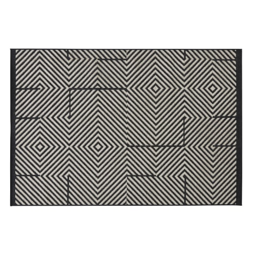 Garten Outdoor-Teppiche | Outdoor-Teppich aus gewobenem Polypropylen, mit Motiven in Schwarz und Weiß 80 x 150 - XN71607