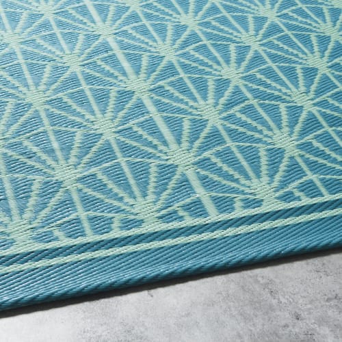 Outdoor Teppich Blau Mit Weissen Grafikmotiven 150x200 Costa