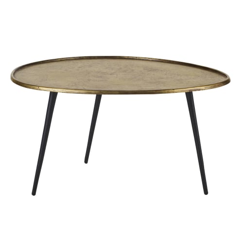 puree nul Sloppenwijk Ovale salontafel uit zwart en messingkleurig metaal Pitala | Maisons du  Monde