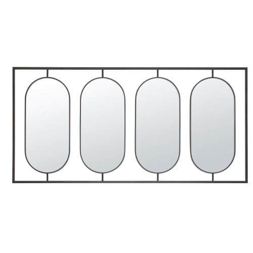 Dekoration Wandspiegel und Barock Spiegel | Ovale Spiegel aus schwarzem Metall, 140x70cm - OB39006
