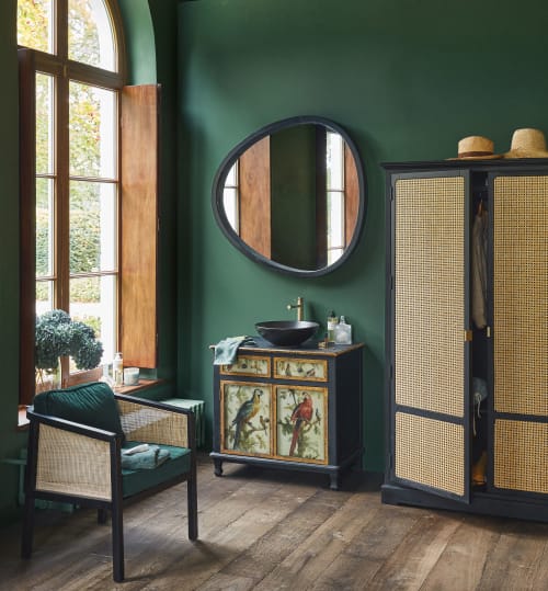 Dekoration Wandspiegel und Barock Spiegel | Ovaler Spiegel, schwarz, 110x106cm - NY16662