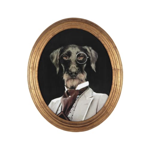 Ovaler Wandbild mit Hund 53x64