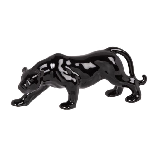Dekoration Figuren und Statuen | Panther-Figur aus schwarzem Porzellan, H9cm - FC43539
