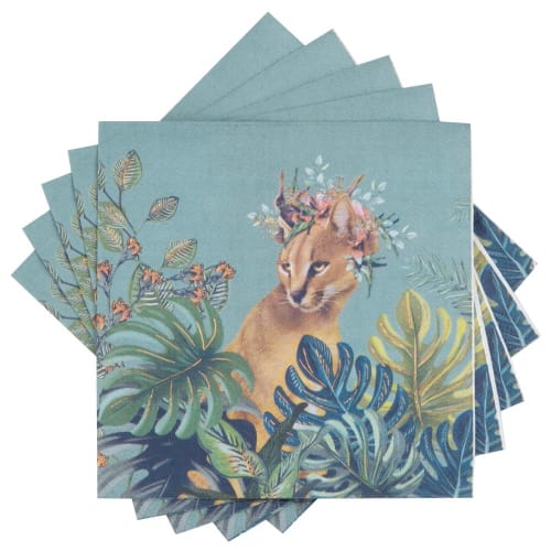 samenvoegen Afstoten hoe Papieren servetten met meerkleurig plantenmotief en lynx (x20) CHIMERE |  Maisons du Monde