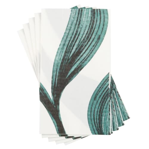 Tischkultur Tischdekorationen | Papierservietten, weiß und grün mit Blättermotiv, 12 Stück - KM09558