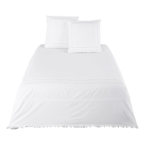 Parure De Lit En Percale De Coton Blanc Brode Et En Crochet 240x260 So Charme Maisons Du Monde