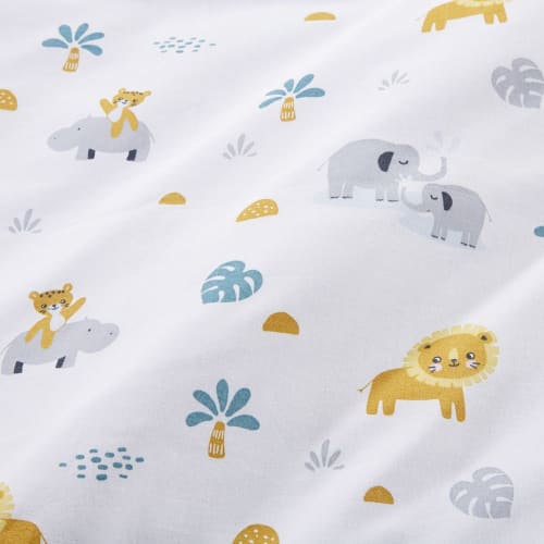 Parure De Lit Enfant En Coton Blanc Motifs Animaux 140x150 Mini Jungle Maisons Du Monde