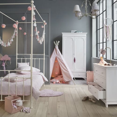 Parure De Lit Enfant En Coton Imprime Rose 140x0 Lilly Maisons Du Monde