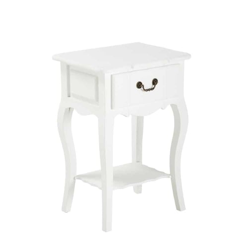 Paulownia wood bedside table with drawer in white W 44cm Joséphine