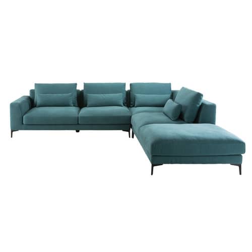 Pea Blue 6 Seater Cotton And Linen Right Hand Corner Sofa
