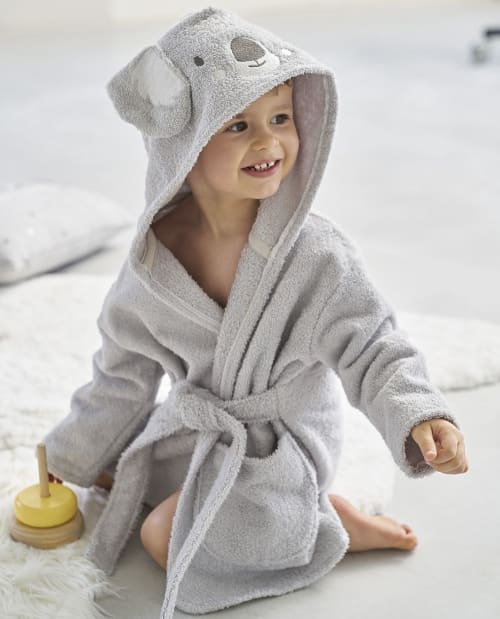 Peignoir Bebe En Coton Gris Brode Koala Maisons Du Monde