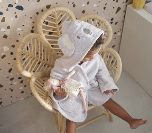 Peignoir Bebe En Coton Gris Brode Koala Maisons Du Monde