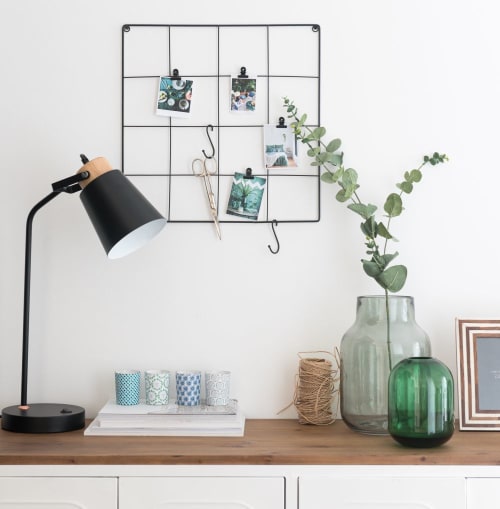 Pêle-mêle en métal quadrillé noir 40x40 | Maisons du Monde