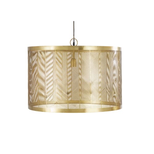 Pendant light with shade in gold etched metal D63cm