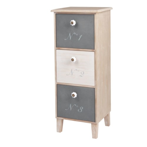 Pequeño mueble de almacenaje con 3 cajones tricolor Adrien Maisons du