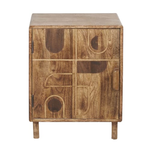 Meubles Petits meubles de rangement | Petit meuble de rangement 1 porte en bois de manguier marron - RV06210