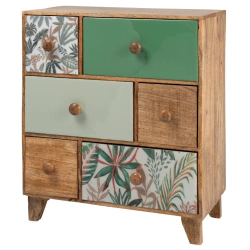 Petit meuble de rangement 6 tiroirs en manguier multicolore ELVIRA