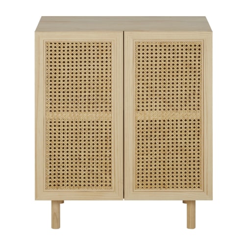 Petit meuble de rangement cannage en bois de pin beige | Maisons du Monde