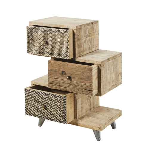 Petit Meuble De Rangement En Manguier Et Bois Recycle Sebou Maisons Du Monde