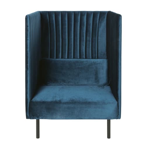 rok orkest aardbeving Petroleumblauwe fauteuil van velours met hoge rugleuning Willis BUSINESS |  Maisons du Monde