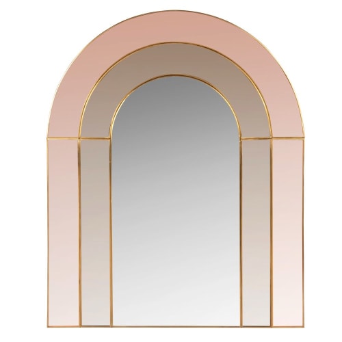Pink and brown tinted mirror in gold metal 53x66cm GRAZIA Maisons du