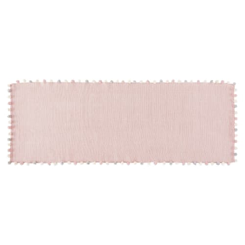 Kids Children's rugs | Pink Cotton Rug with Pom Poms 80x200 - WK81131