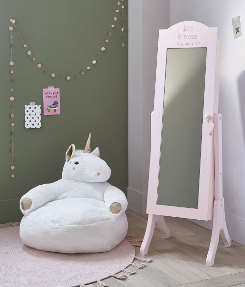 Pink Floor Mirror with Storage 38x121