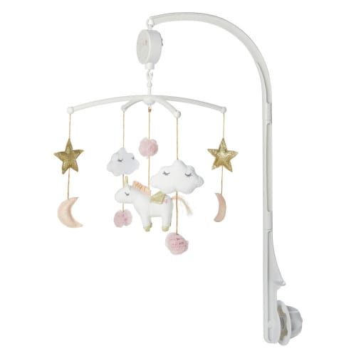 Pink Gold And White Cotton Musical Mobile For Babies Licorne Maisons Du Monde