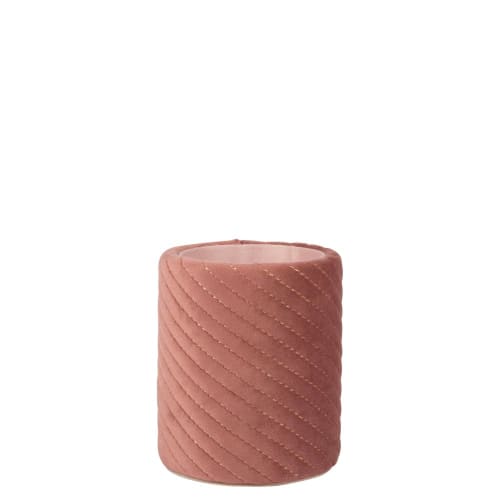 Pink Velvet Effect Topstitched Pencil Pot