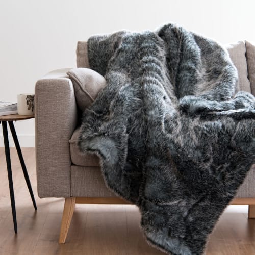 Plaid in pelliccia ecologica grigio, 150x180 cm Nevada ...