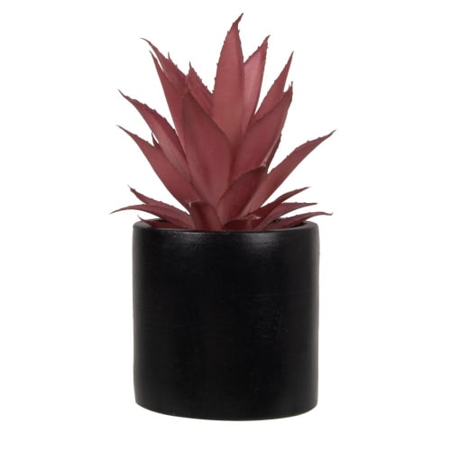 Déco Fleurs artificielles et bouquets | Plante artificielle rouge et pot noir - NY64503