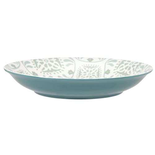 Tischkultur Etagere und Obstschale | Platte aus weißem Steingut mit blauen und grauen Motiven - HD24640
