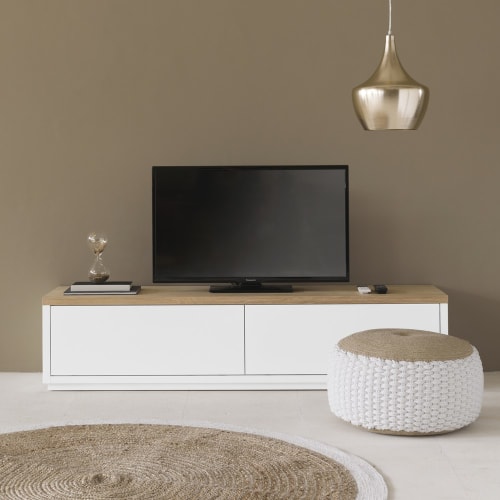 Mobile TV con apertura senza manico colore: Bianco opaco/Bianco lucido BIM Furniture Lowboard Bello Bianco V 180 cm 