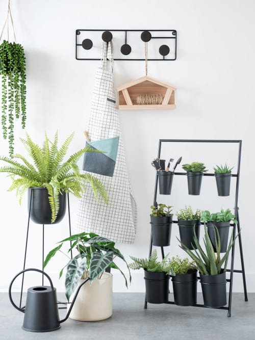 Porte-plantes en métal noir L40 | Maisons du Monde