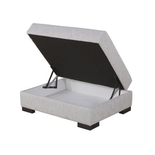 Pouf contenitore per divano componibile in tessuto riciclato grigio chiaro  chiné Terence