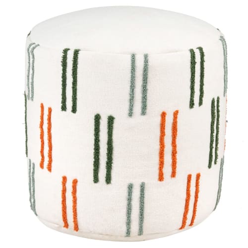 Canapés et fauteuils Poufs | Pouf en coton motifs graphiques blancs, verts, bleus et rouges - SZ75646