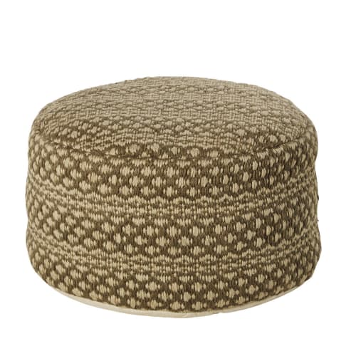 Pouf en jute grise et blanche BUNGALOW Maisons du Monde