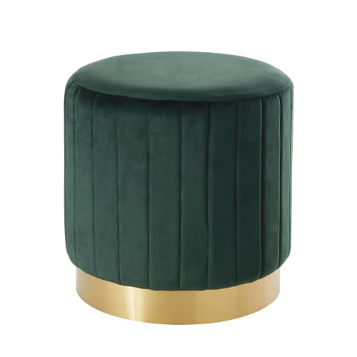 Canapés et fauteuils Poufs | Pouf en velours vert et métal doré - ZY23406