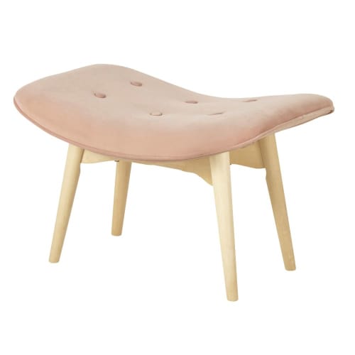 Pouf repose-pieds style scandinave en velours rose clair Iceberg