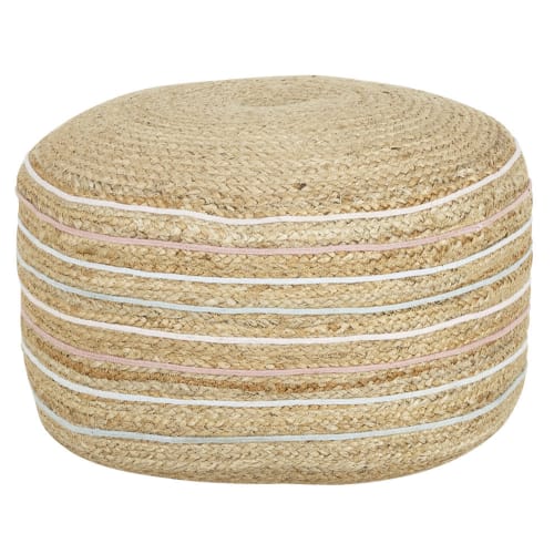 Pouf tressé en jute motifs à rayures Baya Maisons du Monde