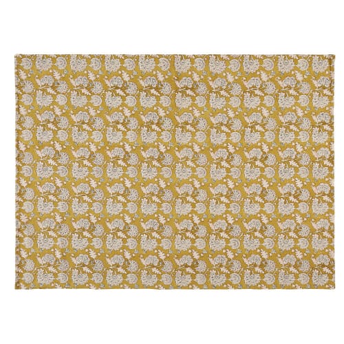Printed Mustard Yellow Cotton Rug 140x200 Boho Maisons du Monde